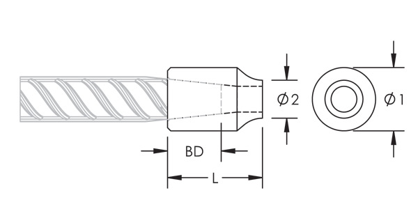 Aleono Weldable Rebar Coupler Drawing